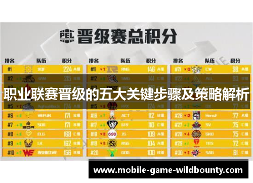 职业联赛晋级的五大关键步骤及策略解析